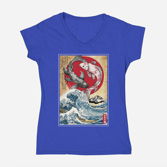 Koi Balance In Japan-Womens-V-Neck-Tee-DrMonekers