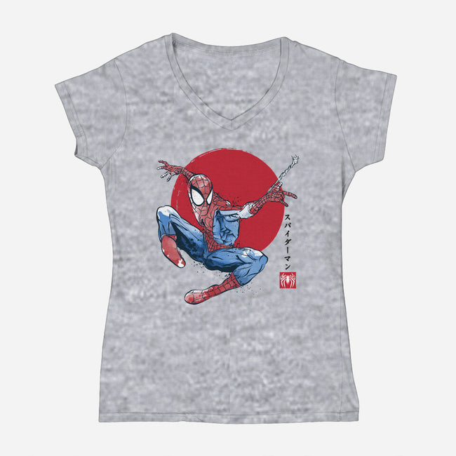 The Spider Sumi-e-Womens-V-Neck-Tee-DrMonekers