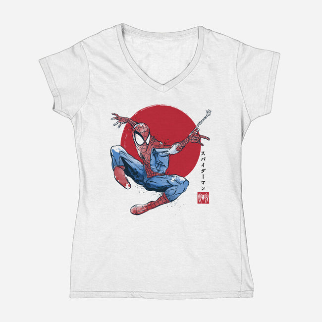 The Spider Sumi-e-Womens-V-Neck-Tee-DrMonekers