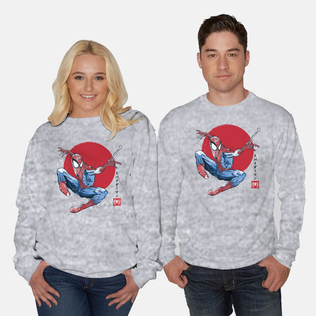 The Spider Sumi-e-Unisex-Crew Neck-Sweatshirt-DrMonekers