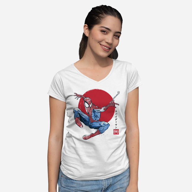 The Spider Sumi-e-Womens-V-Neck-Tee-DrMonekers