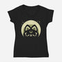Half Moon Witchy Cat-Womens-V-Neck-Tee-xMorfina