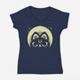Half Moon Witchy Cat-Womens-V-Neck-Tee-xMorfina