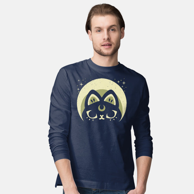 Half Moon Witchy Cat-Mens-Long Sleeved-Tee-xMorfina