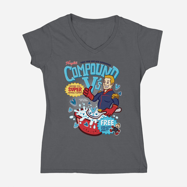 Compound Vs Cereal-Womens-V-Neck-Tee-hbdesign