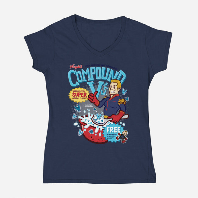 Compound Vs Cereal-Womens-V-Neck-Tee-hbdesign