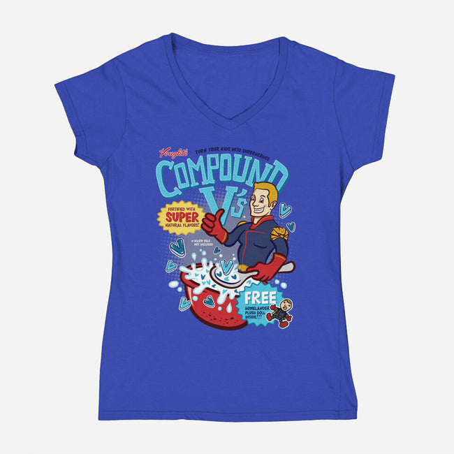 Compound Vs Cereal-Womens-V-Neck-Tee-hbdesign
