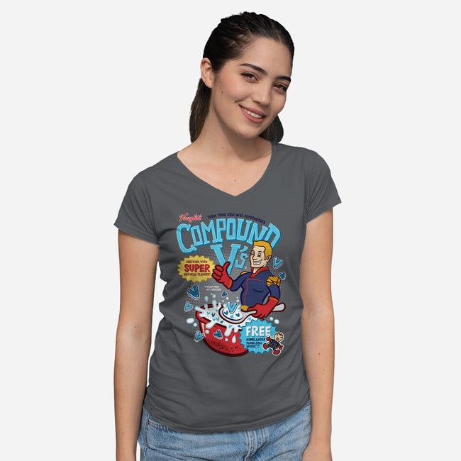 Compound Vs Cereal-Womens-V-Neck-Tee-hbdesign