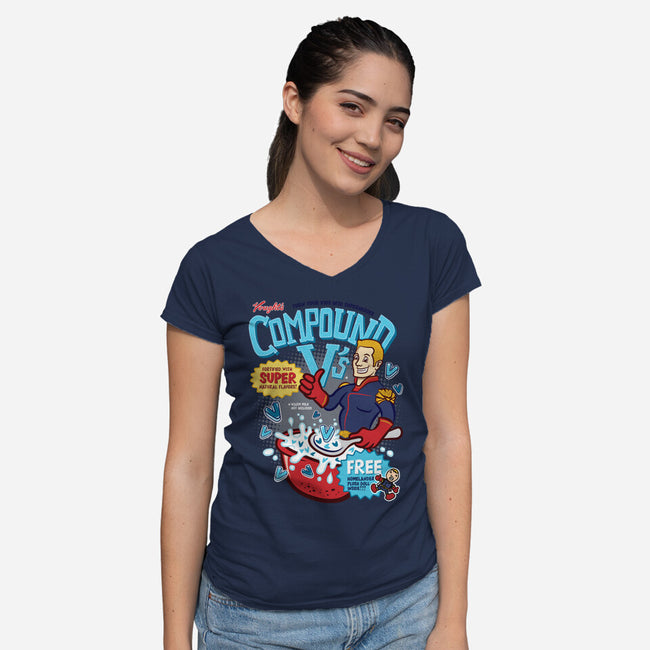 Compound Vs Cereal-Womens-V-Neck-Tee-hbdesign
