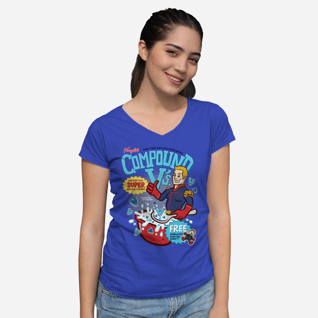 Compound Vs Cereal-Womens-V-Neck-Tee-hbdesign