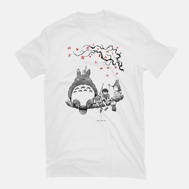 Mystic Forest Friend Sumi-E-Womens-Basic-Tee-Astrobot Invention