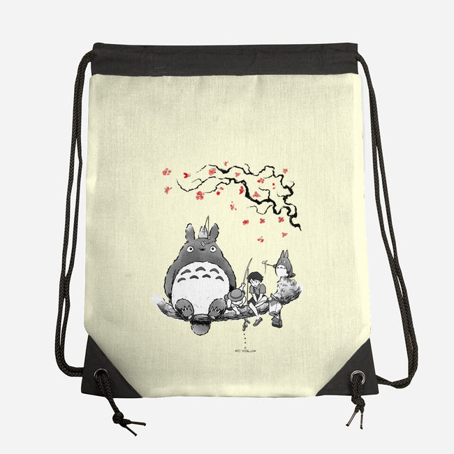 Mystic Forest Friend Sumi-E-None-Drawstring-Bag-Astrobot Invention