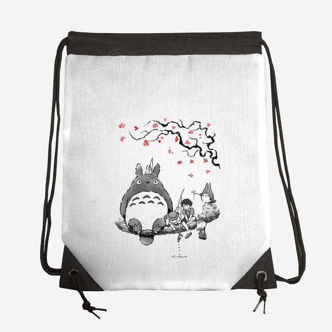 Mystic Forest Friend Sumi-E-None-Drawstring-Bag-Astrobot Invention