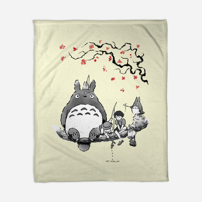 Mystic Forest Friend Sumi-E-None-Fleece-Blanket-Astrobot Invention