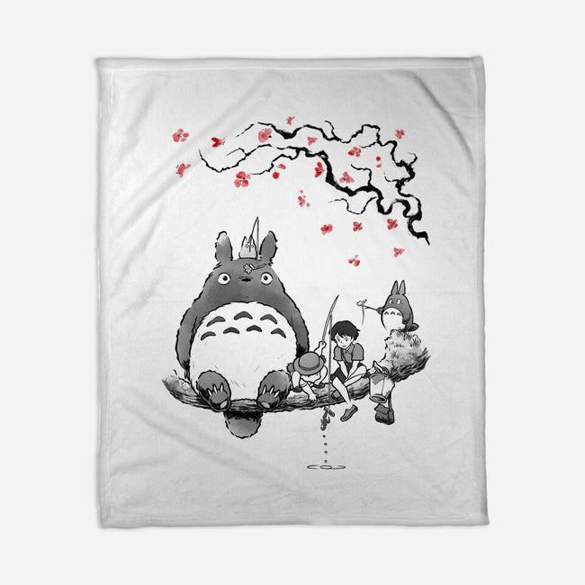 Mystic Forest Friend Sumi-E-None-Fleece-Blanket-Astrobot Invention