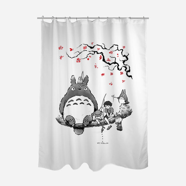 Mystic Forest Friend Sumi-E-None-Polyester-Shower Curtain-Astrobot Invention
