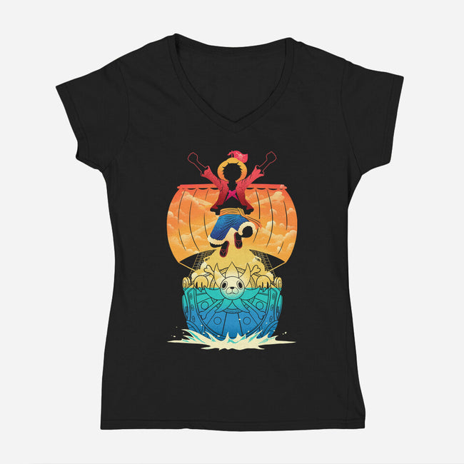 Adventure Never Sinks-Womens-V-Neck-Tee-sachpica