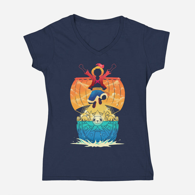 Adventure Never Sinks-Womens-V-Neck-Tee-sachpica