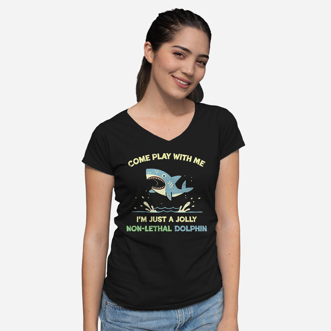 Definitely Not A Shark-Womens-V-Neck-Tee-BridgeWalker