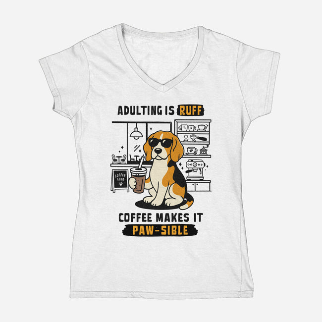 Adulting Is Ruff-Womens-V-Neck-Tee-Trendlory