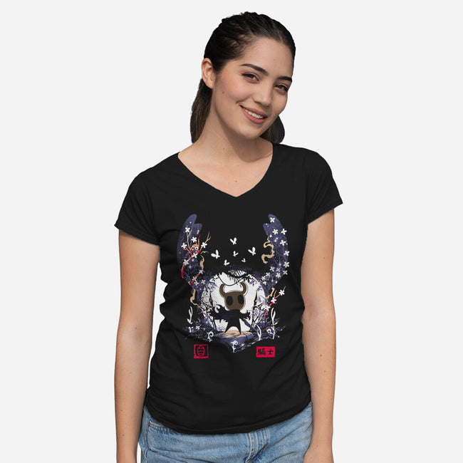 The Warrior Of Hallownest-Womens-V-Neck-Tee-Arinesart