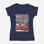 Time Traveling Beagle-Womens-V-Neck-Tee-P1yu5h