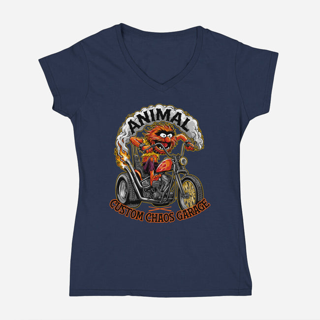 Animal Custom Chaos Garage-Womens-V-Neck-Tee-OPIPPI