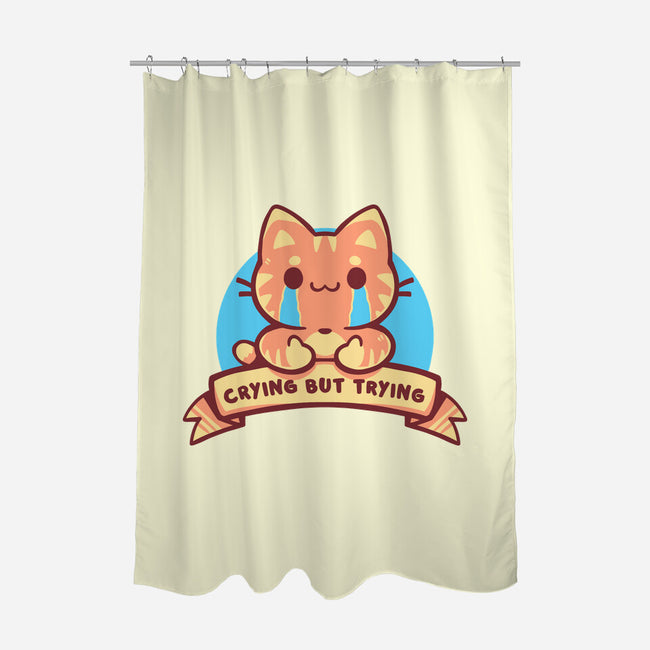 Crying But Trying-None-Polyester-Shower Curtain-TechraNova