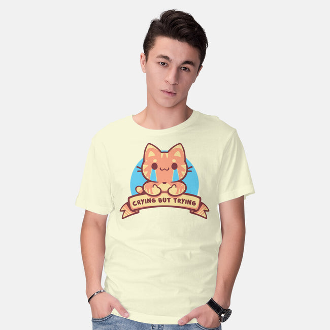 Crying But Trying-Mens-Basic-Tee-TechraNova
