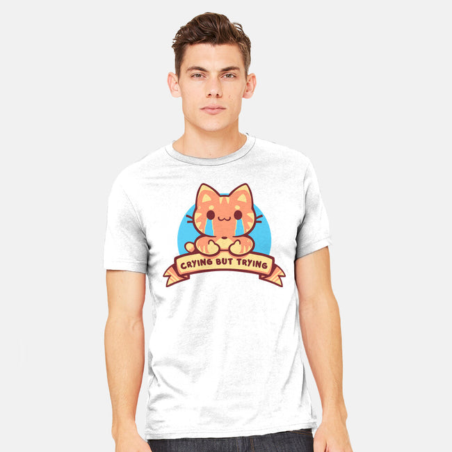 Crying But Trying-Mens-Heavyweight-Tee-TechraNova