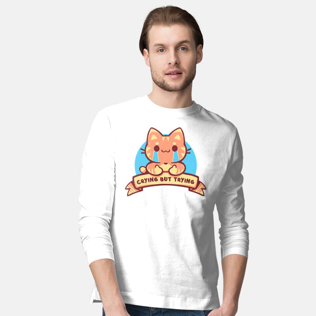 Crying But Trying-Mens-Long Sleeved-Tee-TechraNova