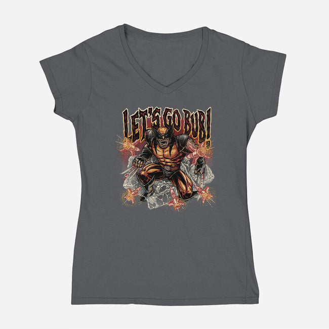 Let’s Go Bub-Womens-V-Neck-Tee-glitchygorilla
