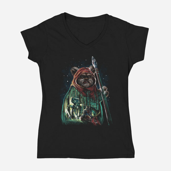 The Defense Of Endor-Womens-V-Neck-Tee-zascanauta