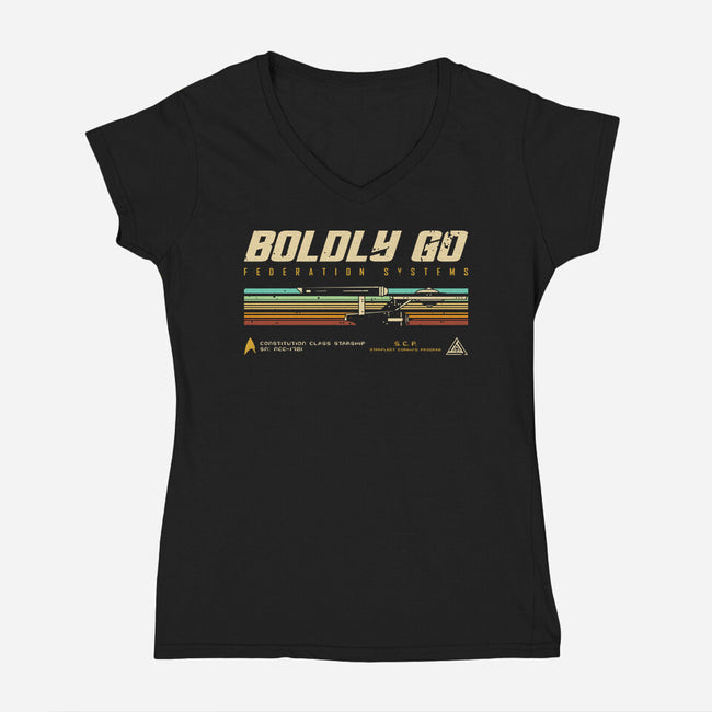 Retro Vintage Starship-Womens-V-Neck-Tee-retrodivision