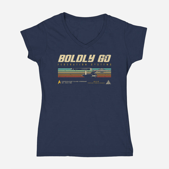 Retro Vintage Starship-Womens-V-Neck-Tee-retrodivision
