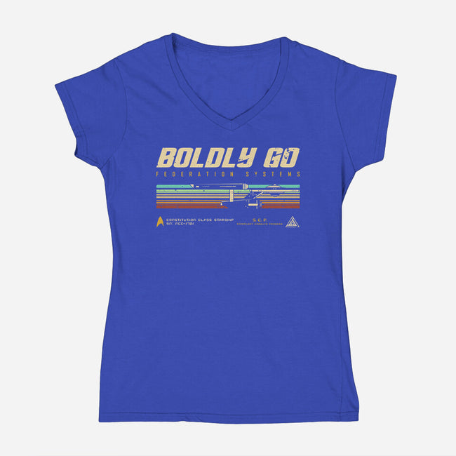 Retro Vintage Starship-Womens-V-Neck-Tee-retrodivision
