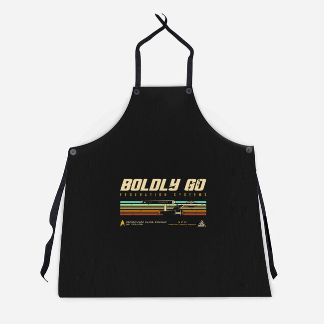 Retro Vintage Starship-Unisex-Kitchen-Apron-retrodivision