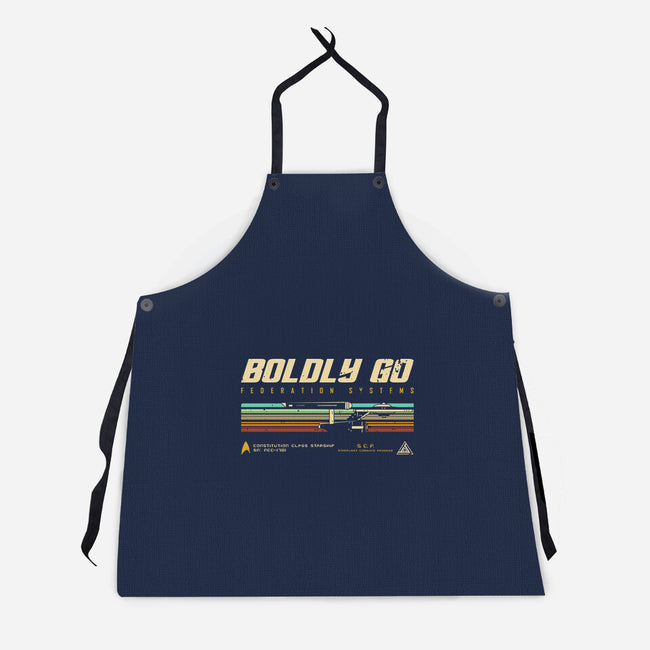 Retro Vintage Starship-Unisex-Kitchen-Apron-retrodivision