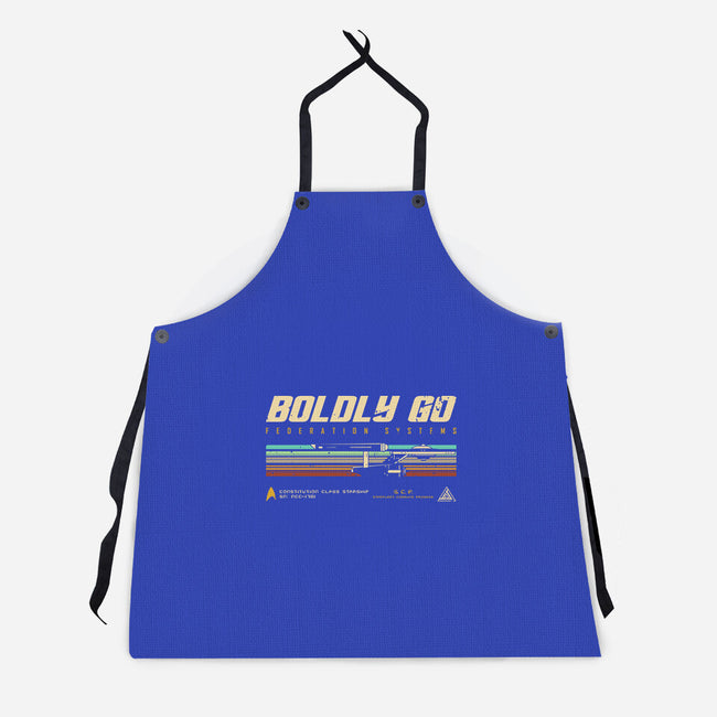 Retro Vintage Starship-Unisex-Kitchen-Apron-retrodivision