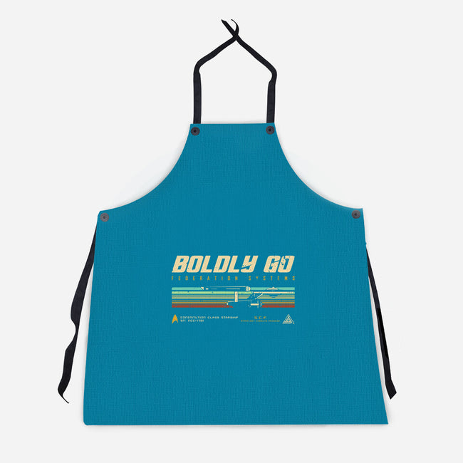 Retro Vintage Starship-Unisex-Kitchen-Apron-retrodivision