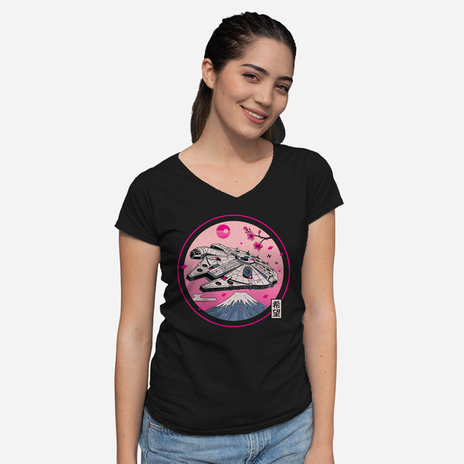 Fuji Hope-Womens-V-Neck-Tee-retrodivision