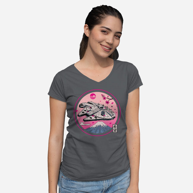 Fuji Hope-Womens-V-Neck-Tee-retrodivision