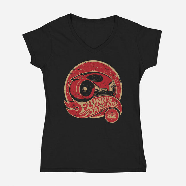 Flynn's Wheels-Womens-V-Neck-Tee-retrodivision