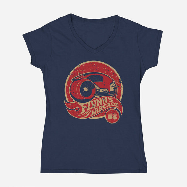 Flynn's Wheels-Womens-V-Neck-Tee-retrodivision