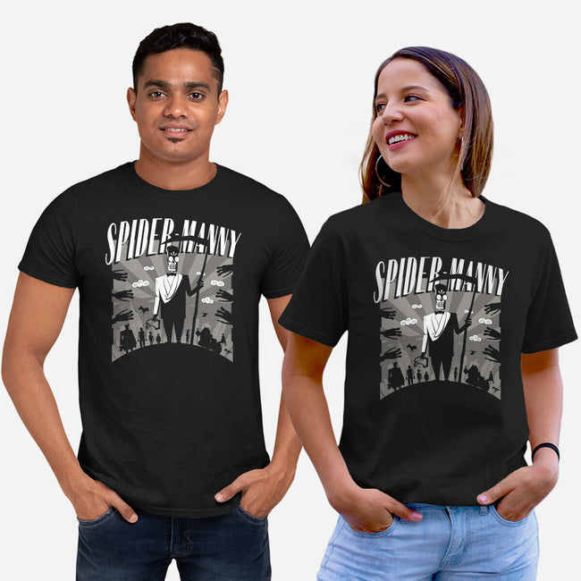 Spider Manny-Unisex-Basic-Tee-rocketman_art