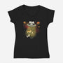 UFO Meow-Womens-V-Neck-Tee-Freecheese