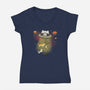 UFO Meow-Womens-V-Neck-Tee-Freecheese