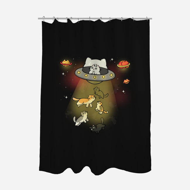 UFO Meow-None-Polyester-Shower Curtain-Freecheese