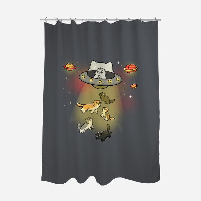 UFO Meow-None-Polyester-Shower Curtain-Freecheese
