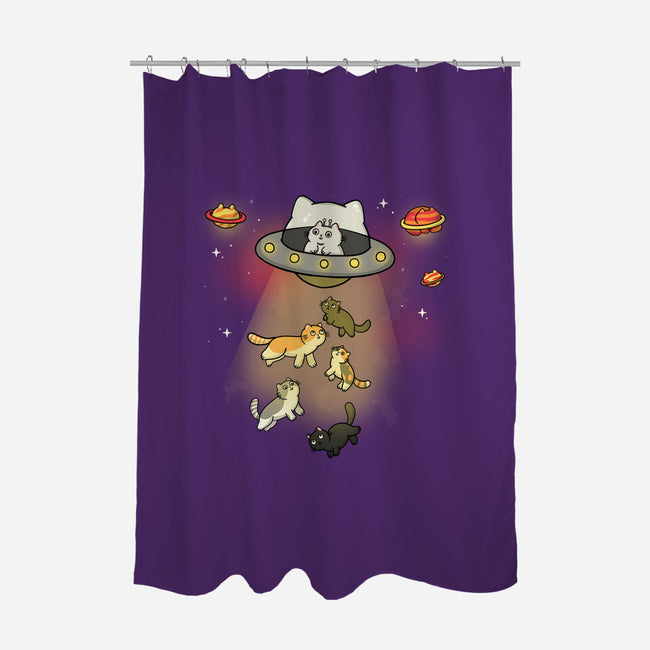 UFO Meow-None-Polyester-Shower Curtain-Freecheese